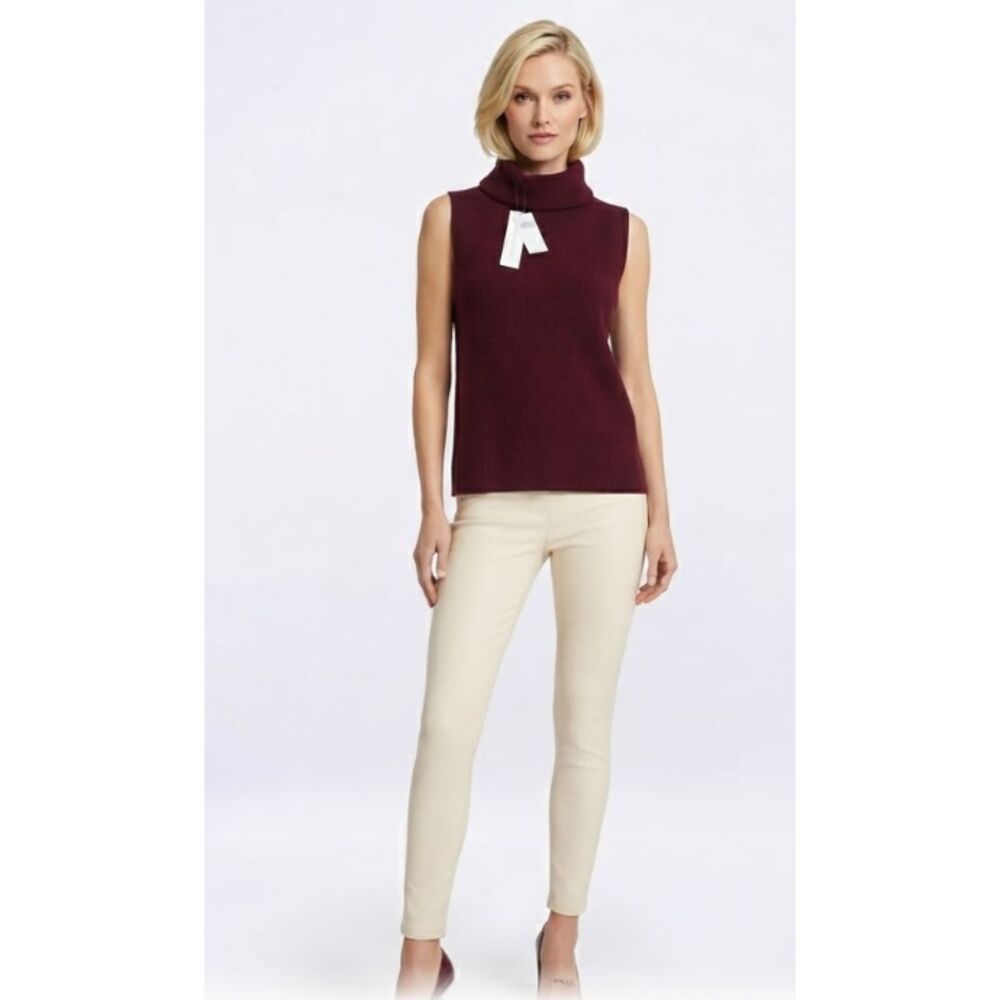 NWT 196 The Cashmere Project CASHMERE Sleeveless Turtleneck Sweater S